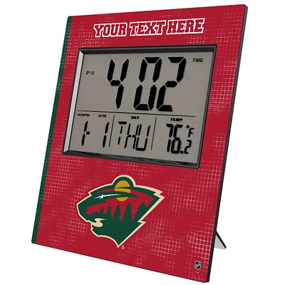 Keyscaper Minnesota Wild Cross Hatch Personalized Digital Desk Clock