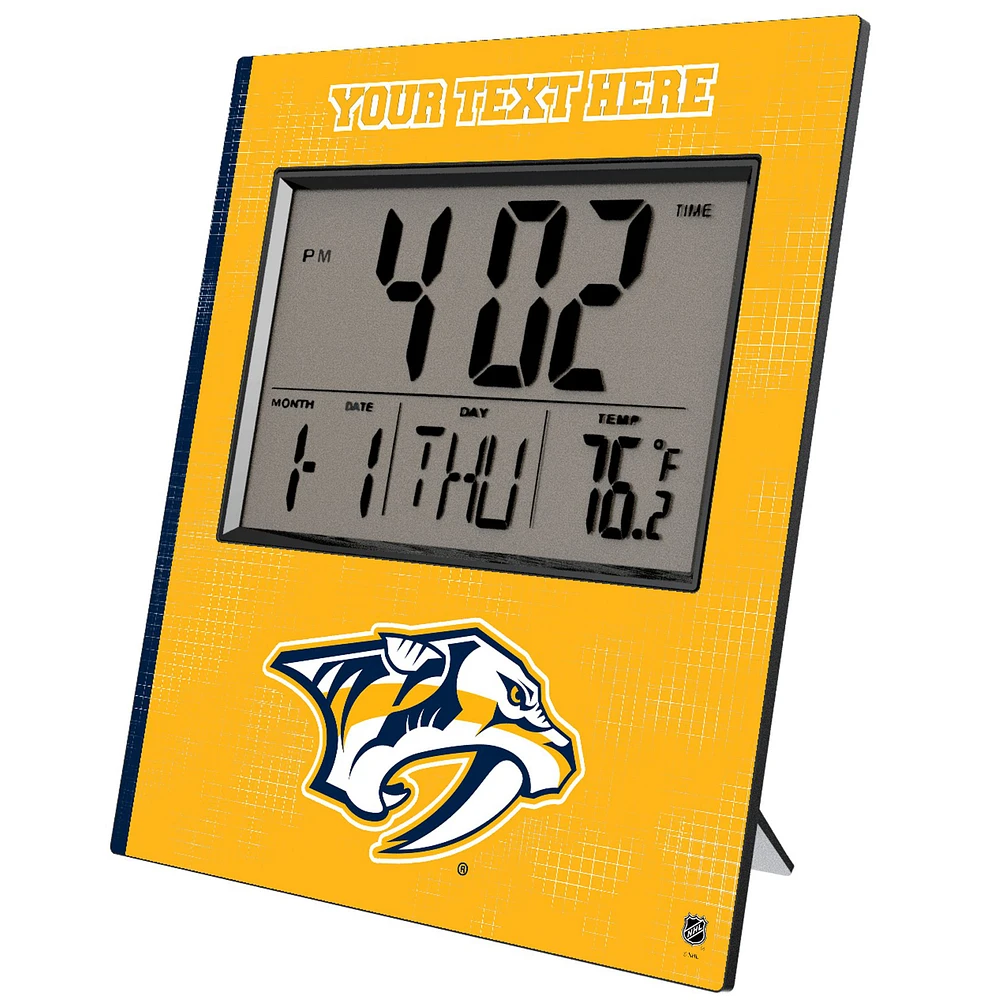 Keyscaper Nashville Predators Cross Hatch Personalized Digital Desk Clock