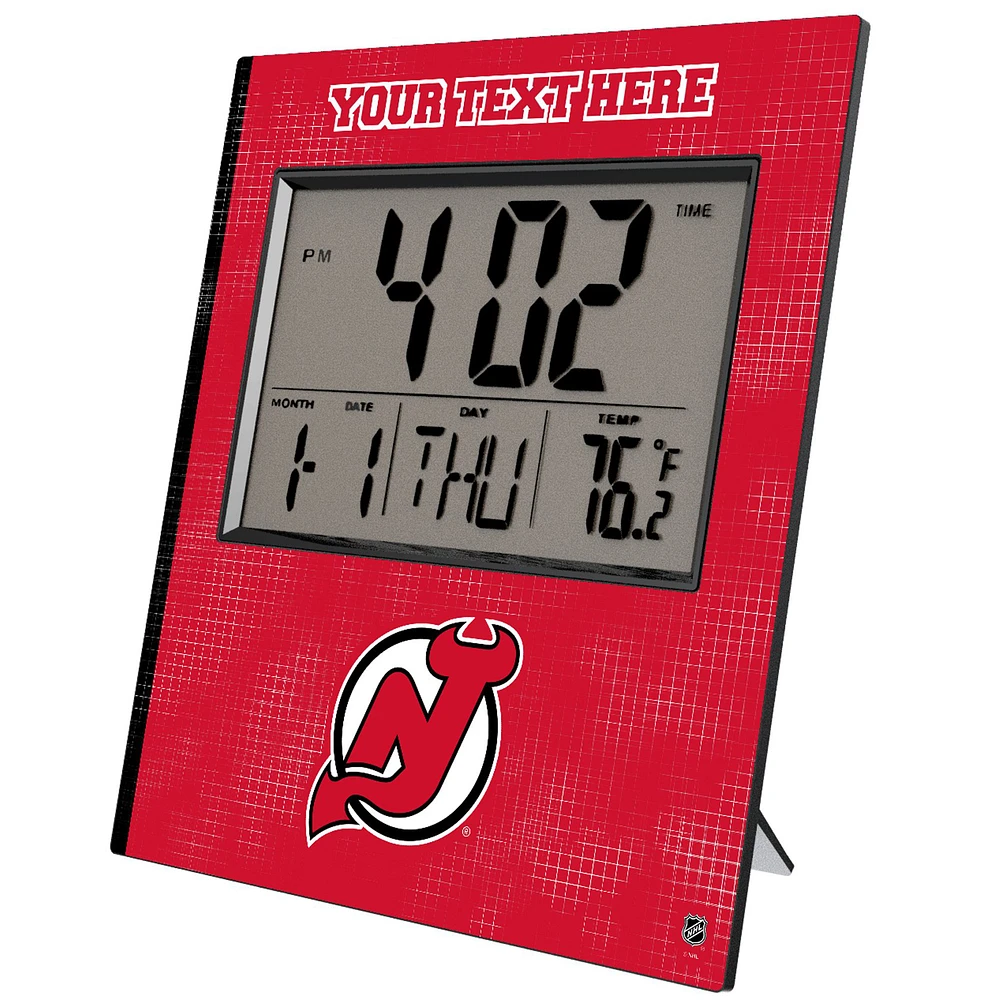 Keyscaper New Jersey Devils Cross Hatch Personalized Digital Desk Clock