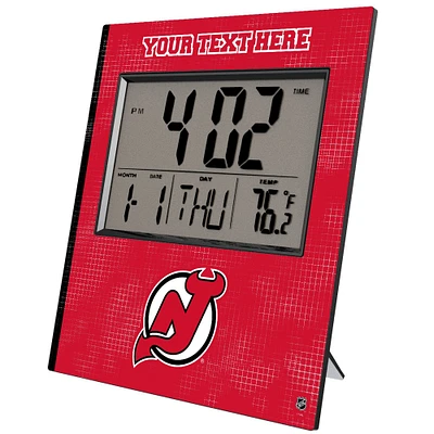 Keyscaper New Jersey Devils Cross Hatch Personalized Digital Desk Clock
