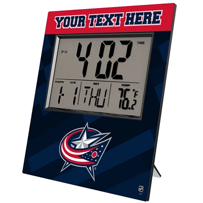 Keyscaper Columbus Blue Jackets Color Block Personalized Digital Desk Clock