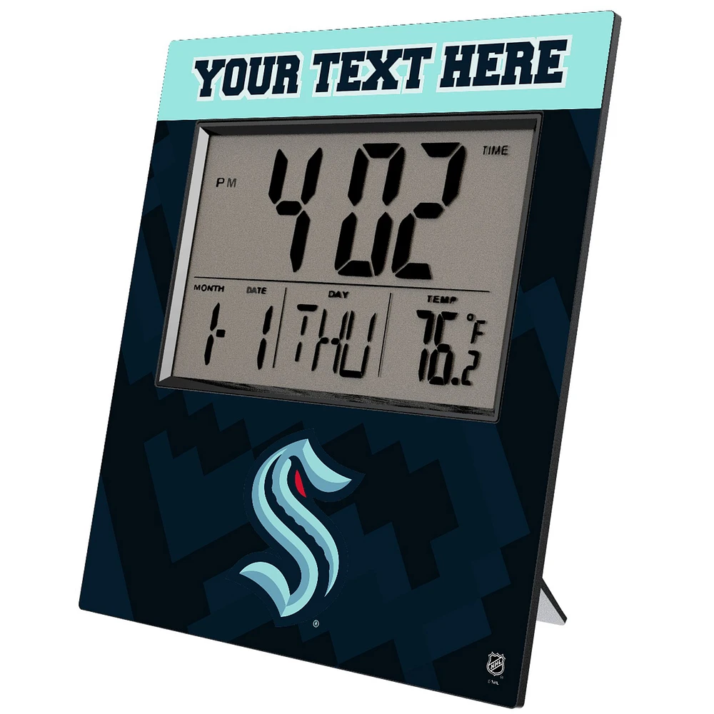 Keyscaper Seattle Kraken Color Block Personalized Digital Desk Clock
