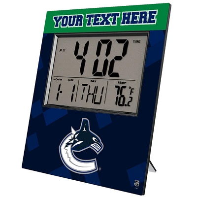 Keyscaper Vancouver Canucks Color Block Personalized Digital Desk Clock