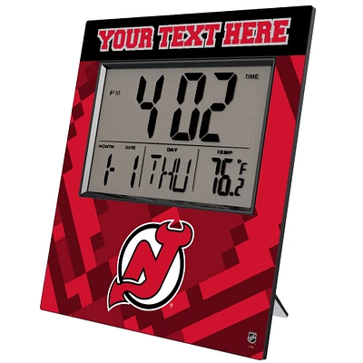 Keyscaper New Jersey Devils Color Block Personalized Digital Desk Clock