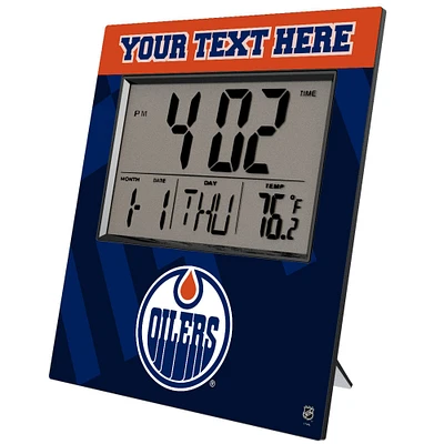 Keyscaper Edmonton Oilers Color Block Personalized Digital Desk Clock
