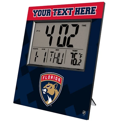Keyscaper Florida Panthers Color Block Personalized Digital Desk Clock