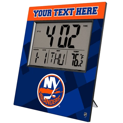 Keyscaper New York Islanders Color Block Personalized Digital Desk Clock