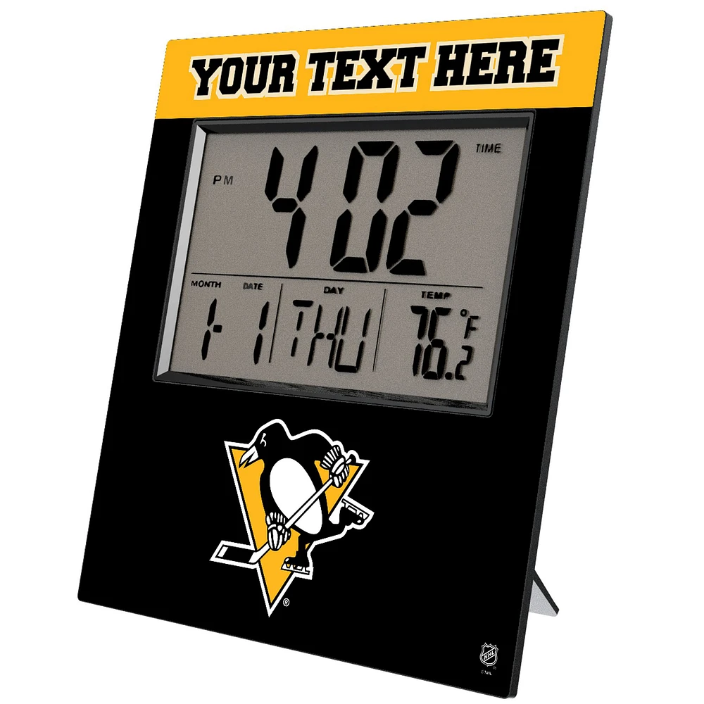 Keyscaper Pittsburgh Penguins Color Block Personalized Digital Desk Clock