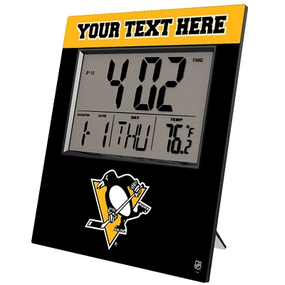 Keyscaper Pittsburgh Penguins Color Block Personalized Digital Desk Clock