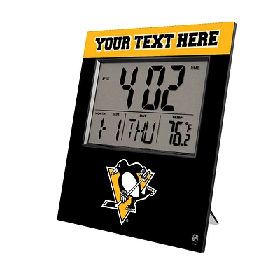 Keyscaper Pittsburgh Penguins Color Block Personalized Digital Desk Clock