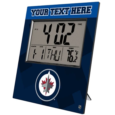 Keyscaper Winnipeg Jets Color Block Personalized Digital Desk Clock