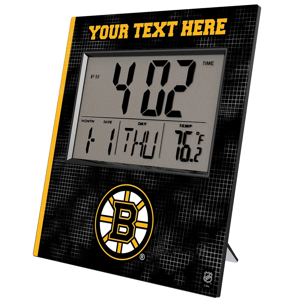 Keyscaper Boston Bruins Cross Hatch Personalized Digital Desk Clock