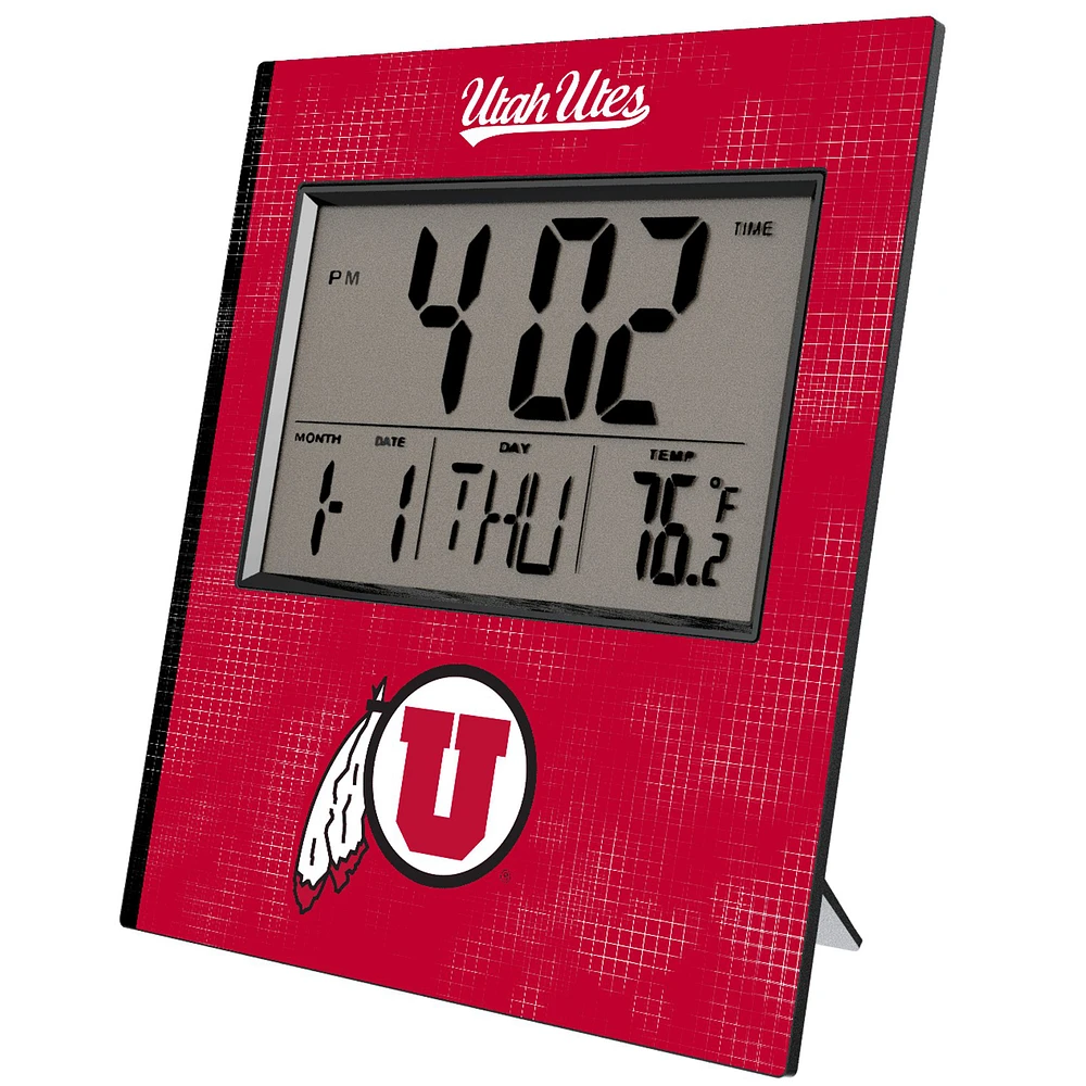 Keyscaper Utah Utes Cross Hatch Digital Desk Clock