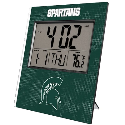 Keyscaper Michigan State Spartans Cross Hatch Digital Desk Clock
