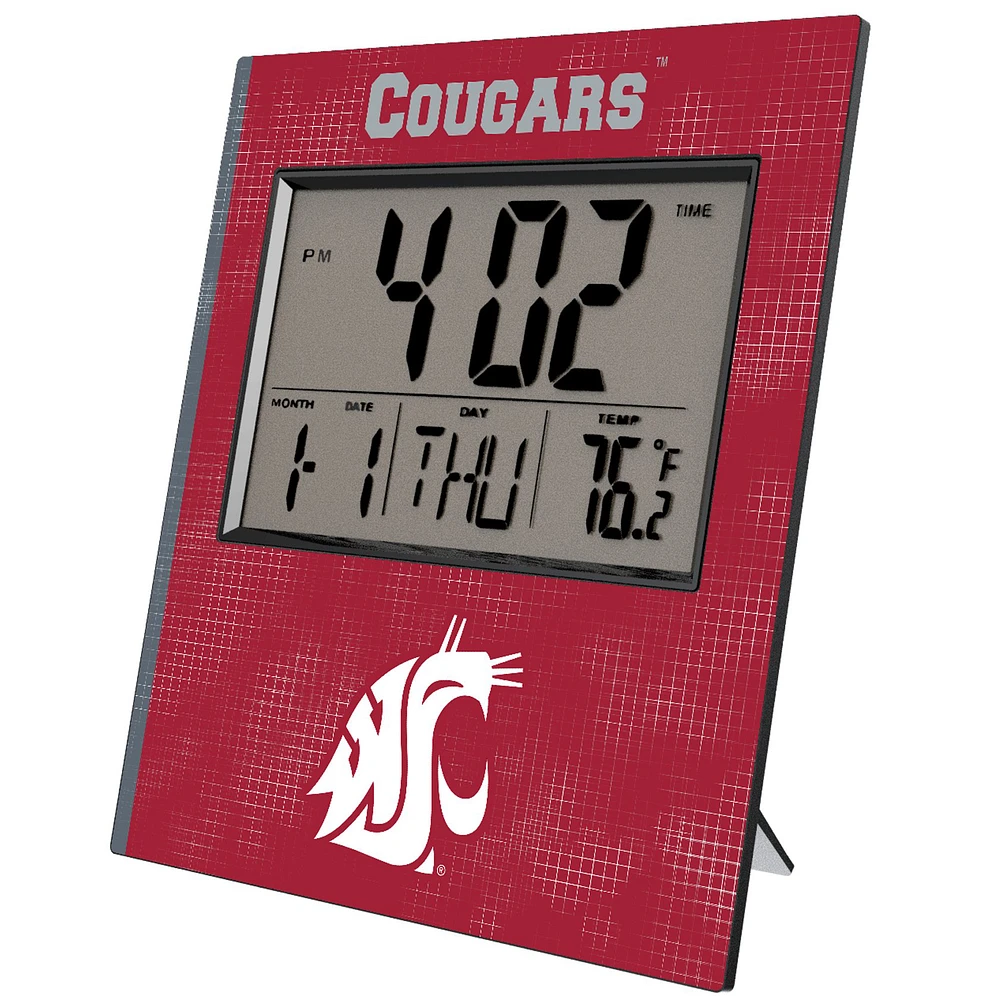 Keyscaper Washington State Cougars Cross Hatch Digital Desk Clock