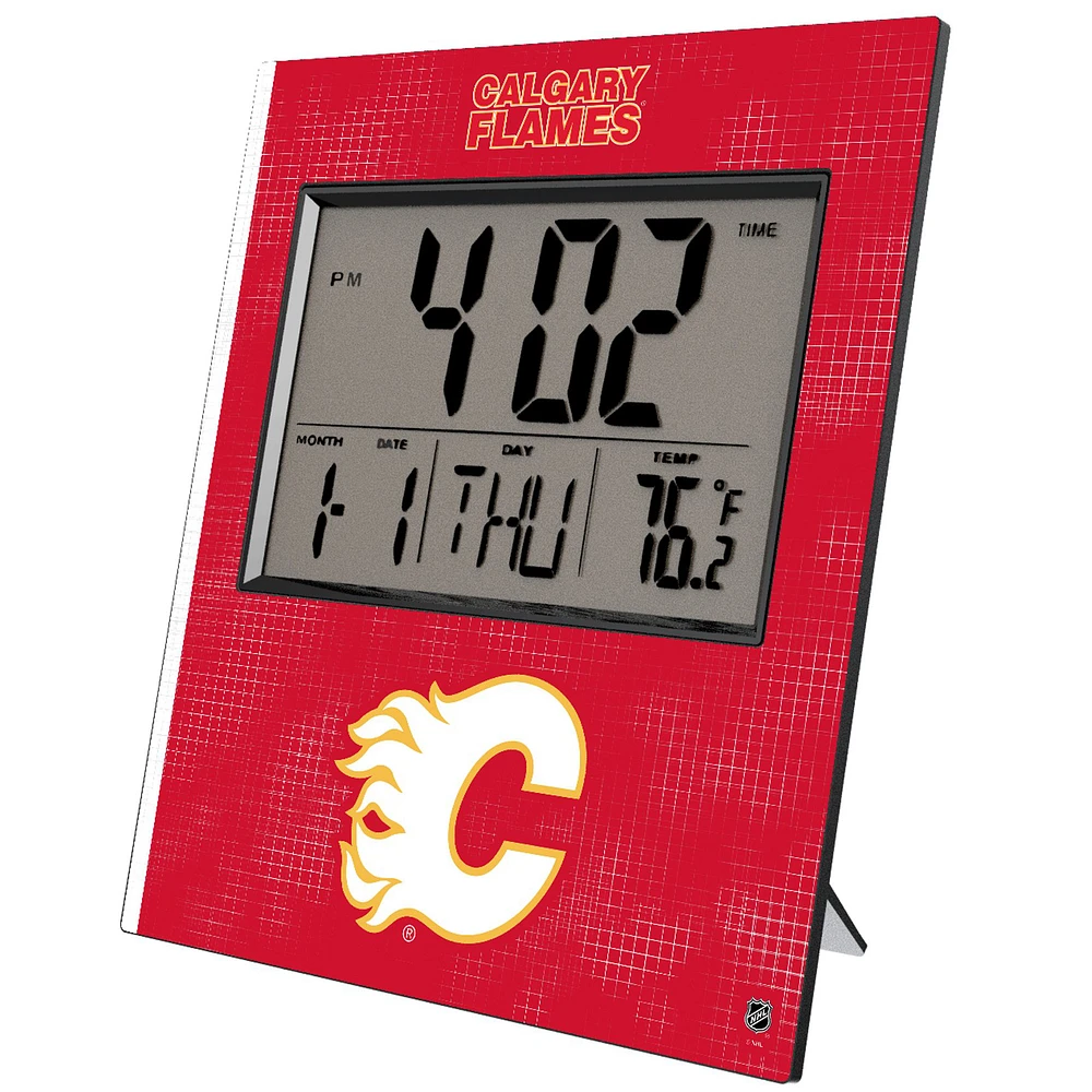 Keyscaper Calgary Flames Cross Hatch Digital Desk Clock