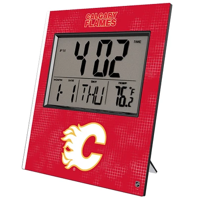 Keyscaper Calgary Flames Cross Hatch Digital Desk Clock