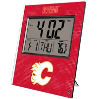 Keyscaper Calgary Flames Cross Hatch Digital Desk Clock