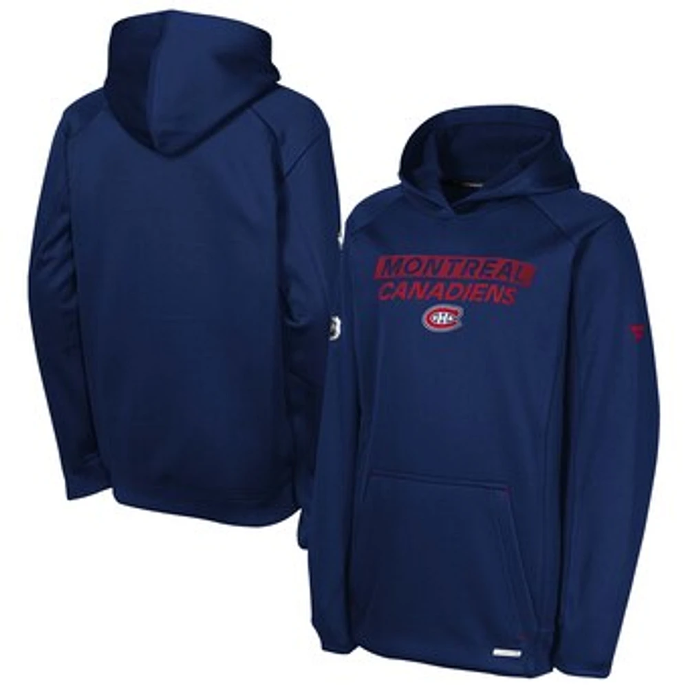 Youth Fanatics Navy Montreal Canadiens Authentic Pro Rink Pullover Hoodie