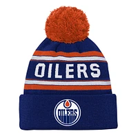 Preschool  Blue Edmonton Oilers Jacquard Cuffed Knit Hat with Pom