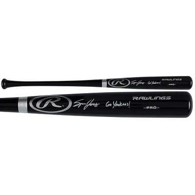 Spencer Jones New York Yankees Autographed Black Rawlings Pro Bat with "Go Yankees!" Inscription