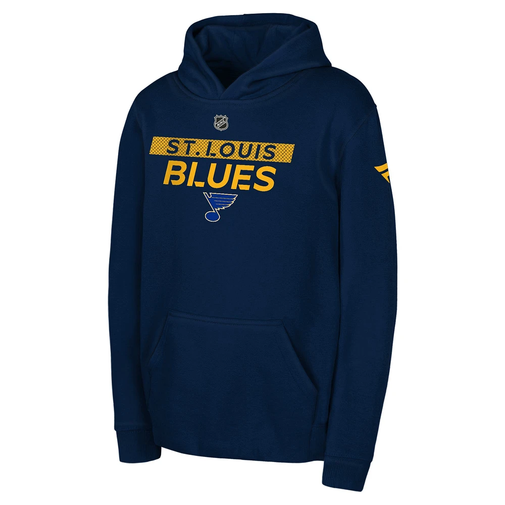 Youth Blue St. Louis Blues Authentic Pro Wordmark Fleece Pullover Hoodie