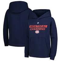 Youth Navy Montreal Canadiens Authentic Pro Wordmark Fleece Pullover Hoodie