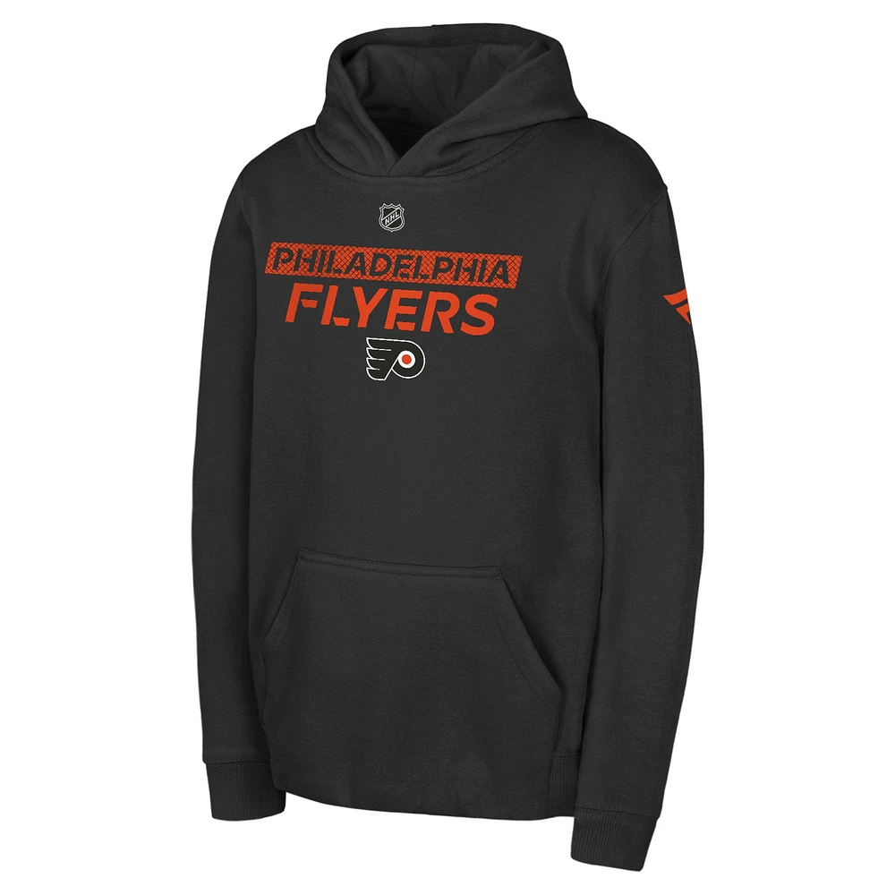 Youth Black Philadelphia Flyers Authentic Pro Wordmark Fleece Pullover Hoodie