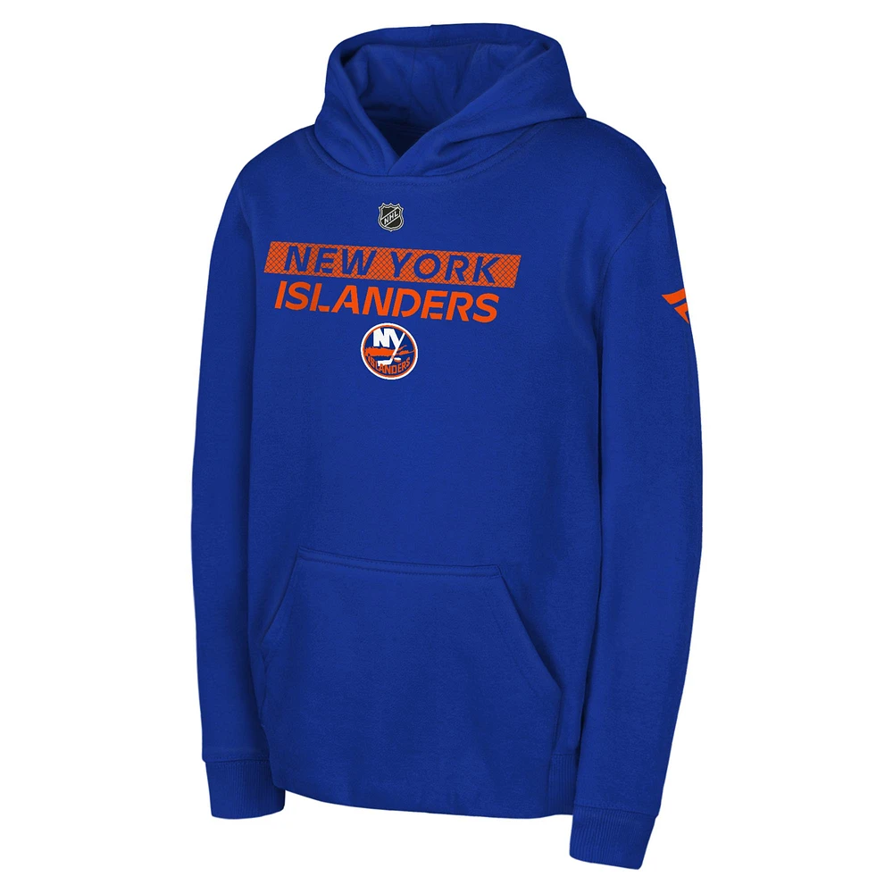 Youth Royal New York Islanders Authentic Pro Wordmark Fleece Pullover Hoodie