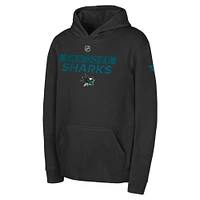 Youth Black San Jose Sharks Authentic Pro Wordmark Fleece Pullover Hoodie