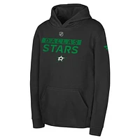 Youth Black Dallas Stars Authentic Pro Wordmark Fleece Pullover Hoodie