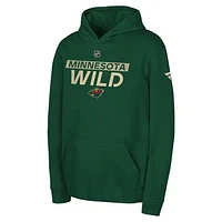 Youth Hunter Green Minnesota Wild Authentic Pro Wordmark Fleece Pullover Hoodie