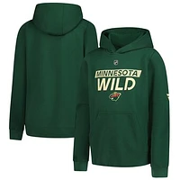 Youth Hunter Green Minnesota Wild Authentic Pro Wordmark Fleece Pullover Hoodie