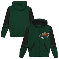 Preschool Green Minnesota Wild Face Off Full-Zip Hoodie