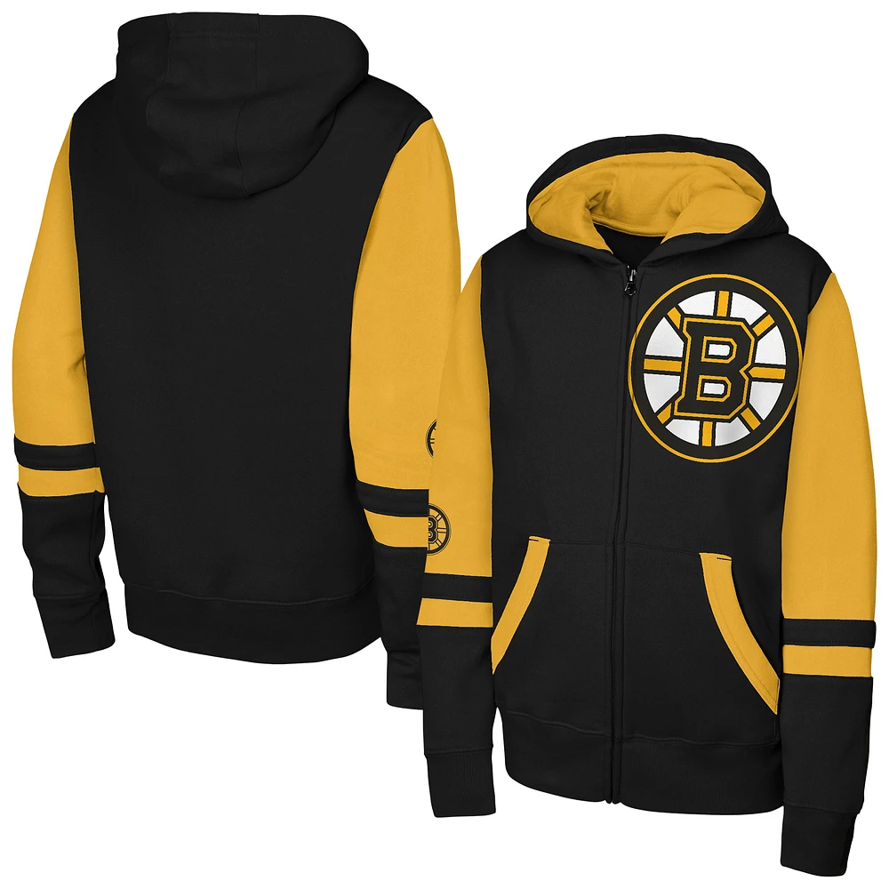 Youth Black Boston Bruins Face Off Full-Zip Hoodie