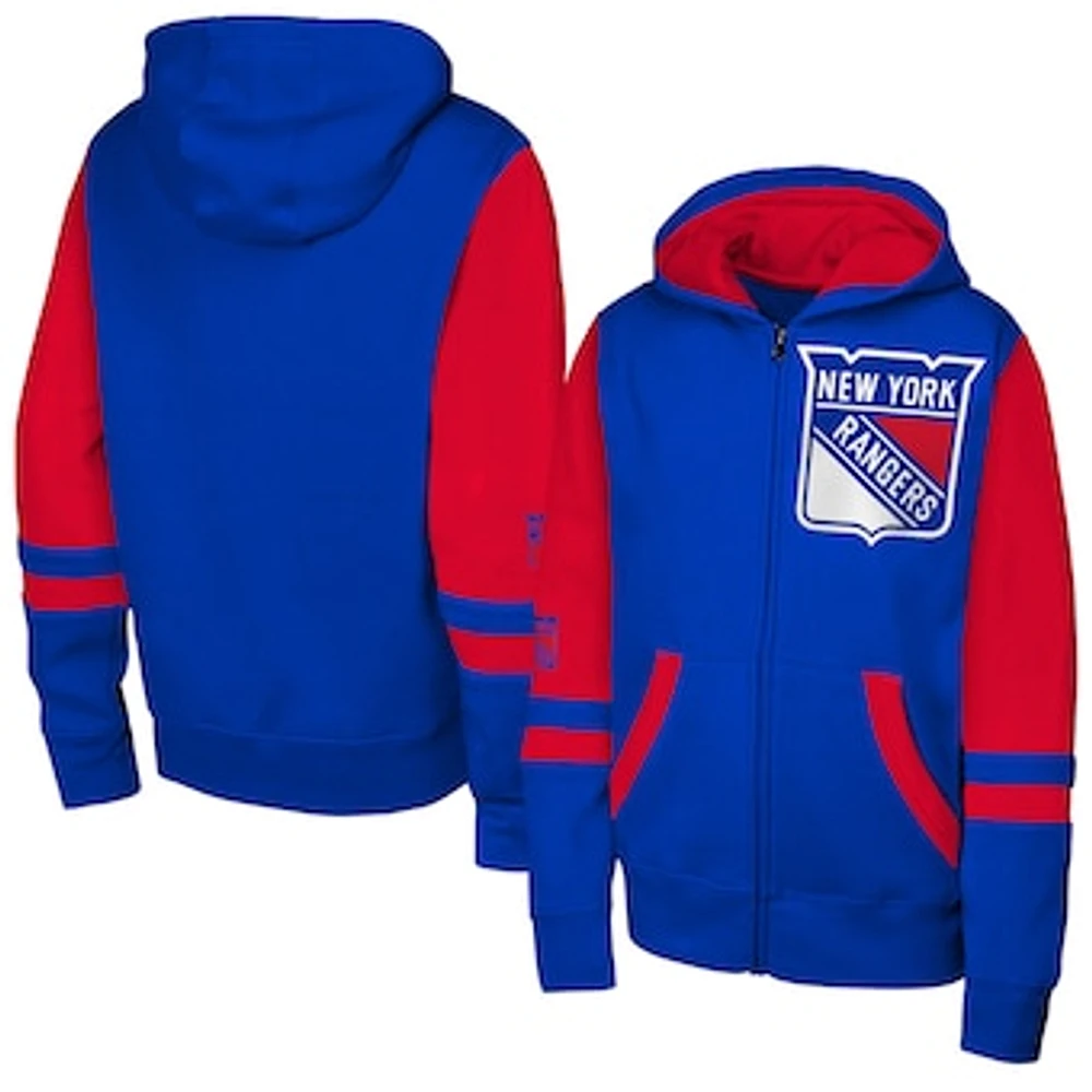 Youth Blue New York Rangers Face Off Full-Zip Hoodie