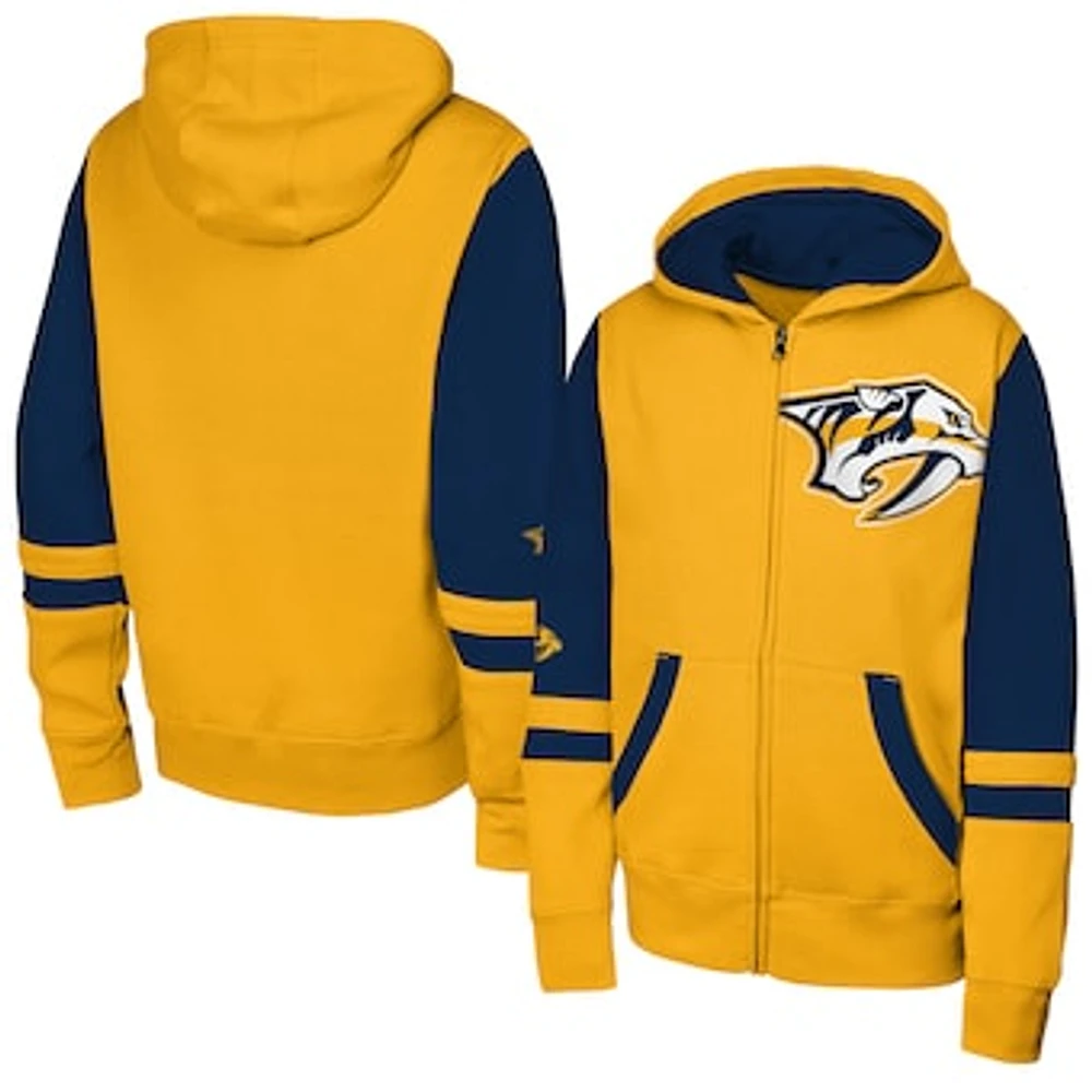 Youth Gold Nashville Predators Face Off Full-Zip Hoodie