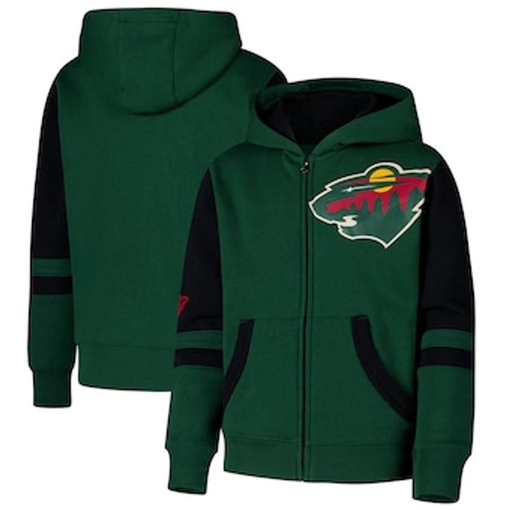 Youth Green Minnesota Wild Face Off Full-Zip Hoodie