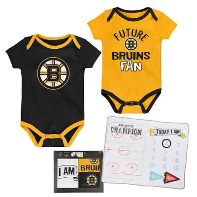 Newborn & Infant Boston Bruins #1 Draft Pick 2 Pack Creeper Blanket Set