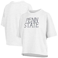 Women's Pressbox White Penn State Nittany Lions Motley Crew Chain Stitch Slub Waist Length Boxy T-Shirt