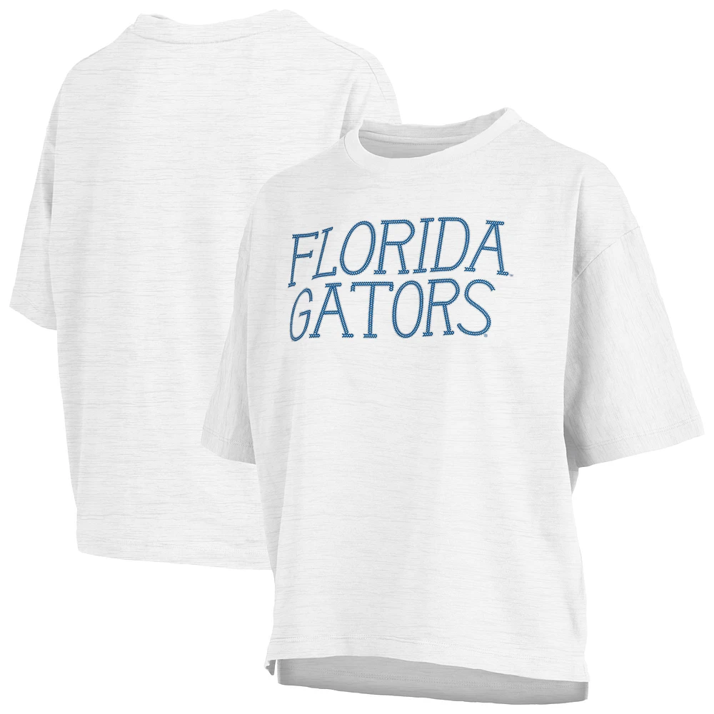 Women's Pressbox White Florida Gators Motley Crew Chain Stitch Slub Waist Length Boxy T-Shirt