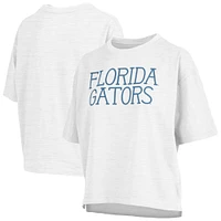 Women's Pressbox White Florida Gators Motley Crew Chain Stitch Slub Waist Length Boxy T-Shirt