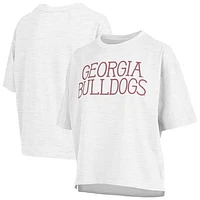 Women's Pressbox White Georgia Bulldogs Motley Crew Chain Stitch Slub Waist Length Boxy T-Shirt