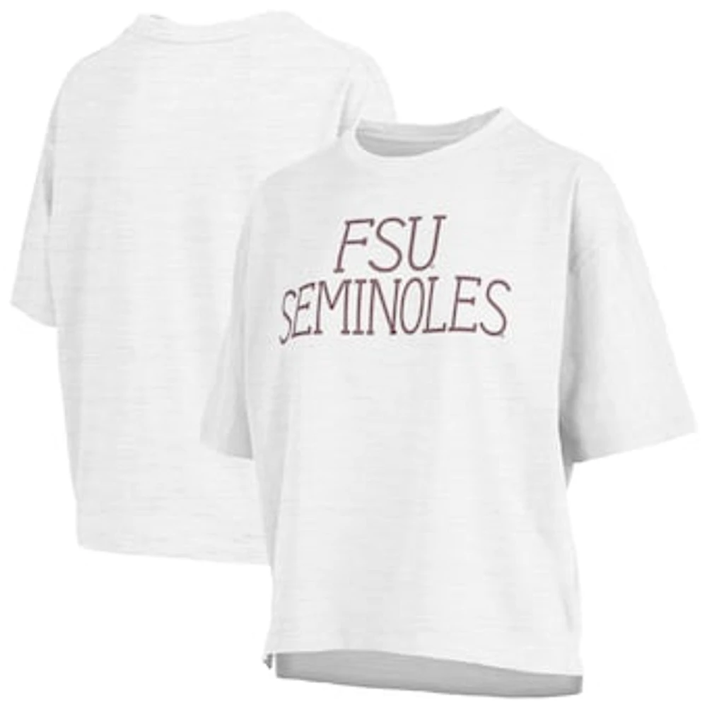 Women's Pressbox White Florida State Seminoles Motley Crew Chain Stitch Slub Waist Length Boxy T-Shirt