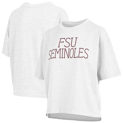 Women's Pressbox White Florida State Seminoles Motley Crew Chain Stitch Slub Waist Length Boxy T-Shirt