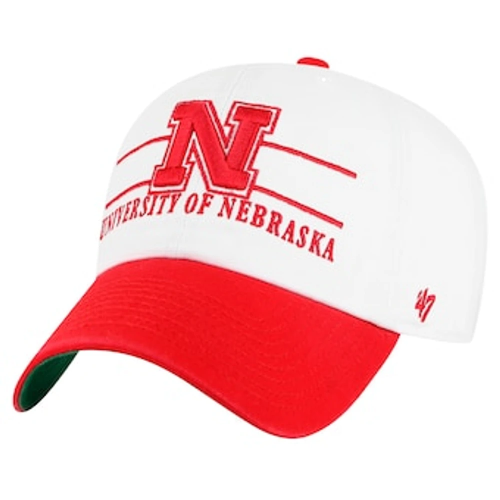 Men's '47 White Nebraska Huskers Gridiron Clean Up Adjustable Hat