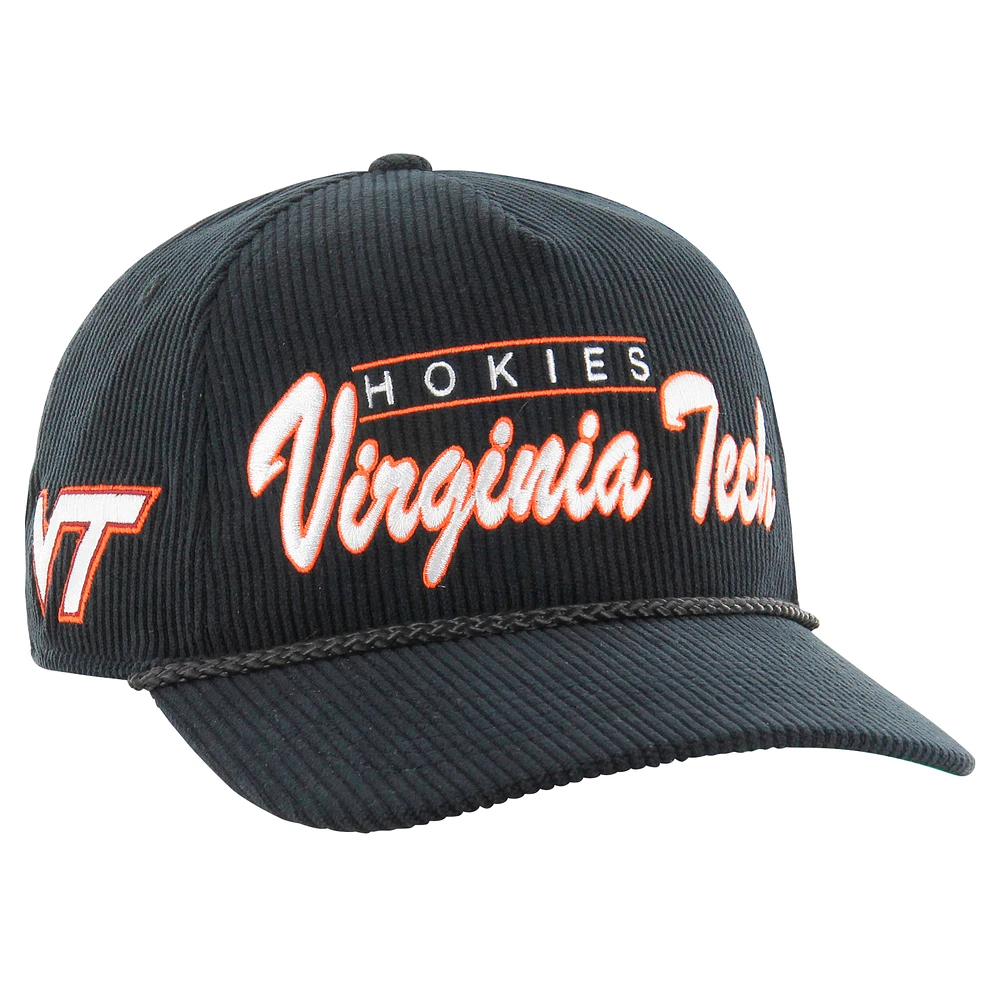 Men's '47 Black Virginia Tech Hokies Gridiron Double Header Hitch Adjustable Hat