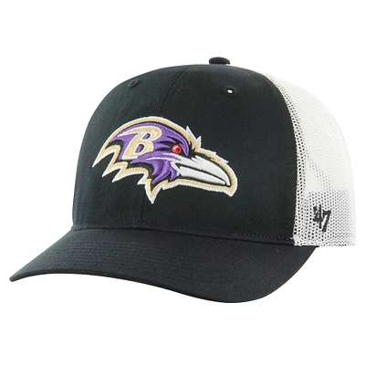 Youth '47 Black/White Baltimore Ravens Trucker Adjustable Hat