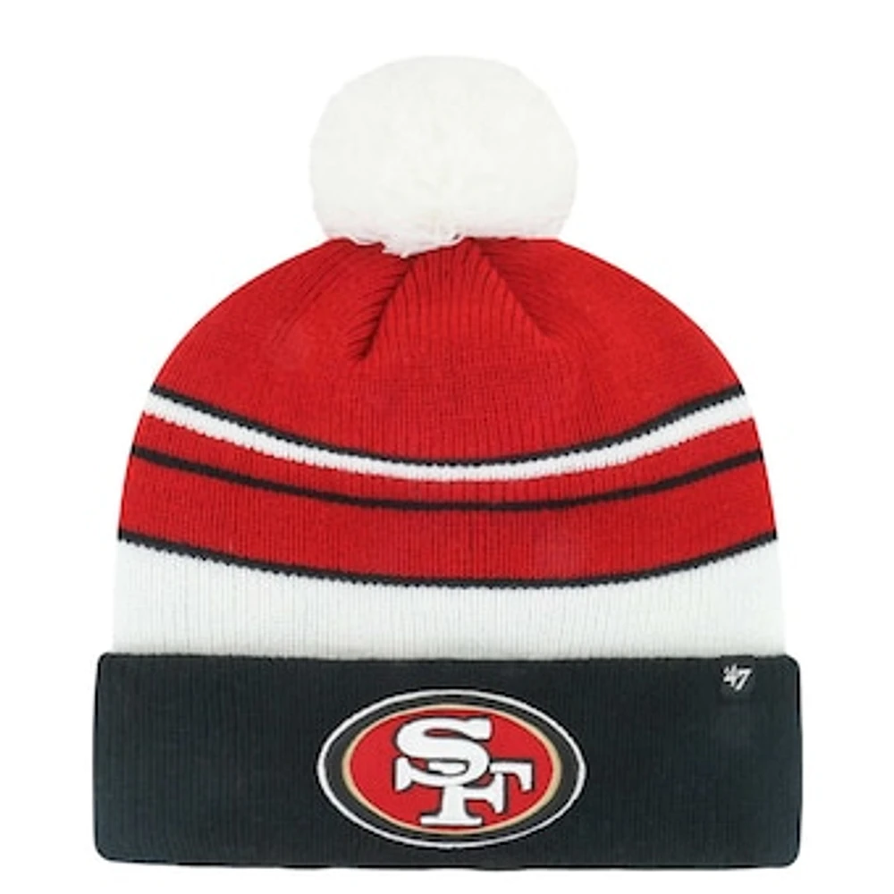 Youth '47 Scarlet/Black San Francisco 49ers Peewee Cuffed Knit Hat with Pom