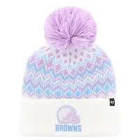 Girls Youth '47  White Cleveland Browns Elsa Cuffed Knit Hat with Pom